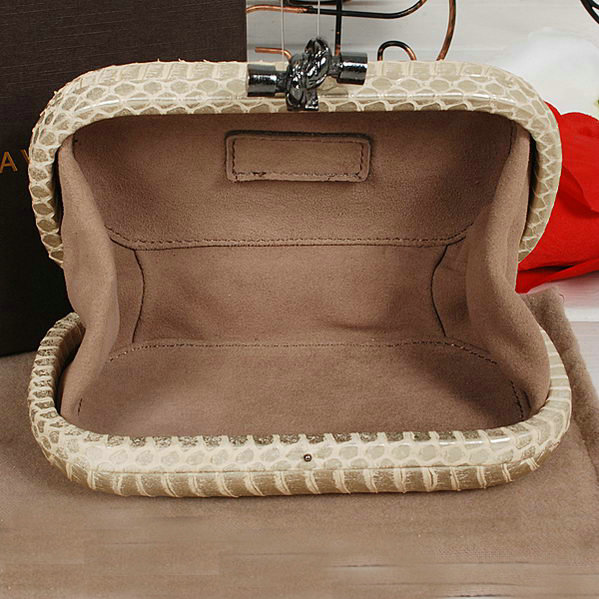 Bottega Veneta intrecciato snake vein leather impero ayers knot clutch 11308 silver - Click Image to Close